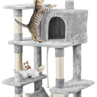 Tiragraffi per Gatti, Albero Gatto in Corda Sisal Naturale, Altezza 88cm,  Grigio